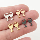 Wine Glass Stud earrings, Wine Lover Gift, gold, rose gold, silver, black