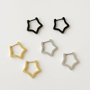 Star Hoop Earrings: gold, silver, black