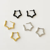 Star Hoop Earrings: gold, silver, black