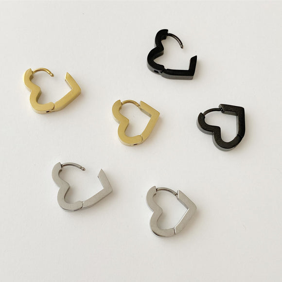 Heart Hoop Earrings: gold, silver, black