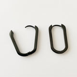 Large Black Oval Hoop Earrings