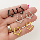 Star Hoop Earrings: gold, silver, black