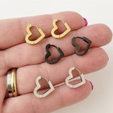 Heart Hoop Earrings: gold, silver, black