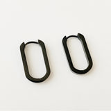 Large Black Oval Hoop Earrings