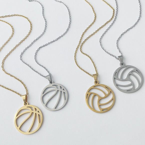 Sport Team Necklace, Basketball, Volley Ball, Silver and Gold