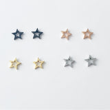 Open Star earrings, gold, rose gold, silver, black