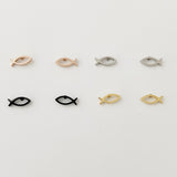 Fish earring studs, gold, rose gold, silver, black
