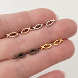 Fish earring studs, gold, rose gold, silver, black