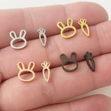 Easter Bunny and Carrot Earrings: gold, rose gold, silver, black