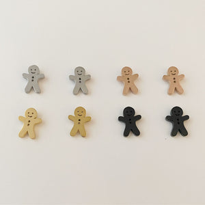 Ginger Bread Man Christmas Earrings, gold, rose gold, silver, black