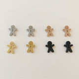 Ginger Bread Man Christmas Earrings, gold, rose gold, silver, black