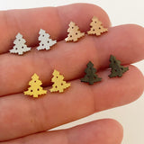 Christmas Tree Earrings, gold, rose gold, silver, black