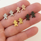 Ginger Bread Man Christmas Earrings, gold, rose gold, silver, black