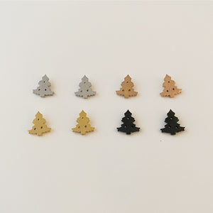Christmas Tree Earrings, gold, rose gold, silver, black