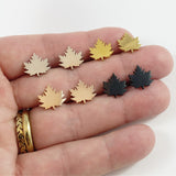 Canada Maple Leaf stud earrings, gold, rose gold, silver, black