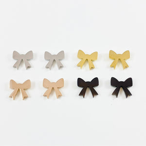 Bow stud earrings, gold, rose gold, silver, black