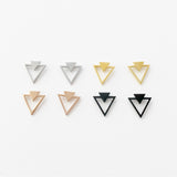 Triangle Geometric stud earrings, gold, rose gold, silver, black