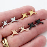 Frog stud earrings, gold, rose gold, silver, black