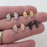 Elf Christmas Earrings, gold, rose gold, silver, black