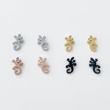 Gecko Lizard earrings, gold, rose gold, silver, black