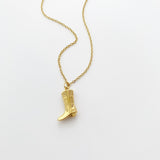 Cowboy Boot Necklace Gold