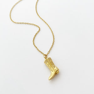 Cowboy Boot Necklace Gold