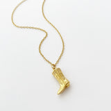 Cowboy Boot Necklace Gold