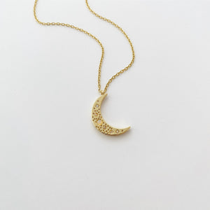 Moon Charm Necklace Gold