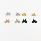 Bicycle stud earrings, gold, rose gold, silver, black
