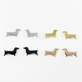 Wiener Sausage Dog stud earrings, gold, rose gold, silver, black