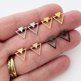 Triangle Geometric stud earrings, gold, rose gold, silver, black