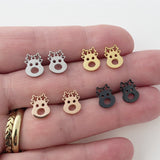 Reindeer Christmas Earrings, gold, rose gold, silver, black