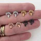 Mushroom Earrings, Silver, Gold, Rose Gold, Black